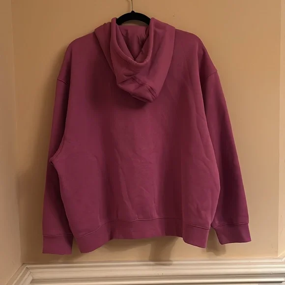 NWT Adidas Essentials Oversized Fleece Hoodie Size Large in Plum Purple/Pink - Picture 3 of 7